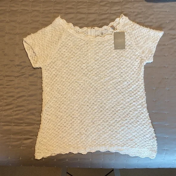 Anthropologie knitted and knotted short sleeve sweater- size large - Picture 2 of 8